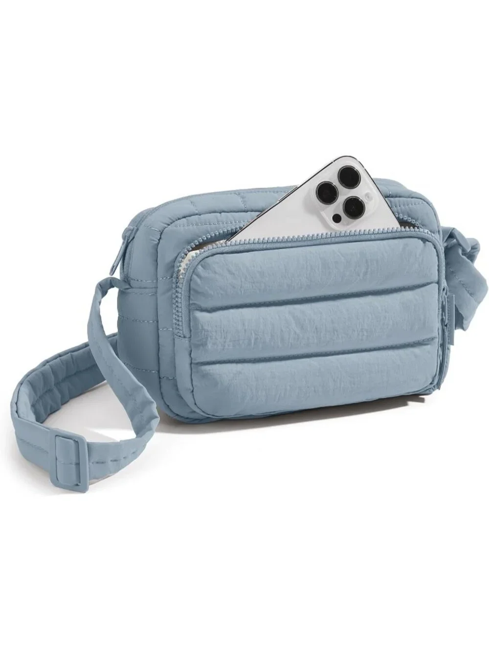 👜Women's Blue Puffer Crossbody Bag RFID Travel Purse Small Handbag Wallet